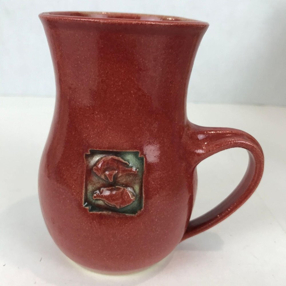 Art Pottery Mug with embossed shell accent